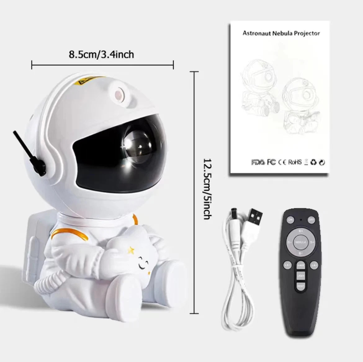 Proiettore LED Astronauta con Stelle e Galassie – Lampada Notturna con Proiezione del Cielo Stellato per Decorazione della Camera dei Bambini