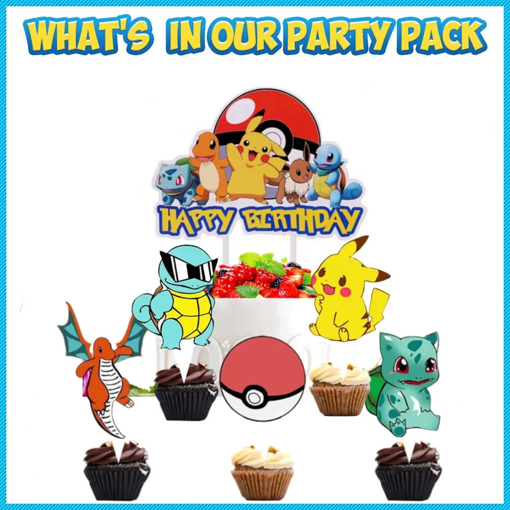 1Set Pokemon Balloon 32 Inch Number Foil Balloons 1st-9st Kids Pikachu Theme Birthday Party Decorations Baby Shower Globos Toy