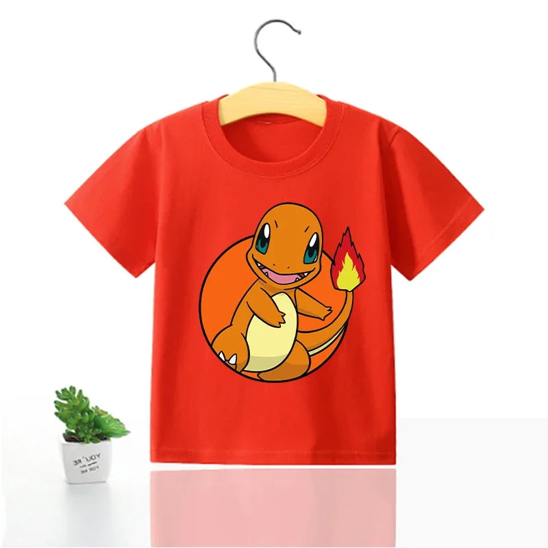 Pokemon Pikachu T Shirt Girl Boy Children Summer Clothes Baby Cotton Tee Shirts Kawaii Short Sleeve Kid Short Tops Anime Tees