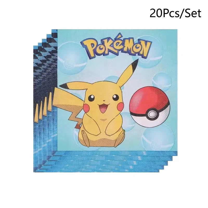 Pokemon Birthday Party Decor Disposable Tableware Cup Plate Napkin Tablecloth Pikachu Kids Baby Shower Party Supplies