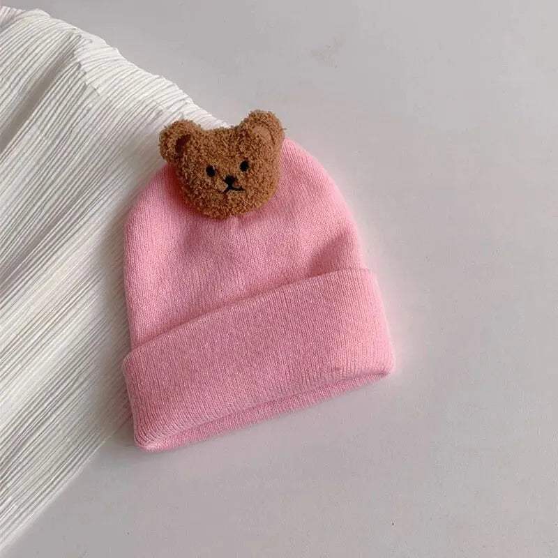 Cappellino per Bambini con Orsetto Cartone Animato – Cappello Invernale Morbido e Confortevole per Neonati e Bambini 1-3 anni