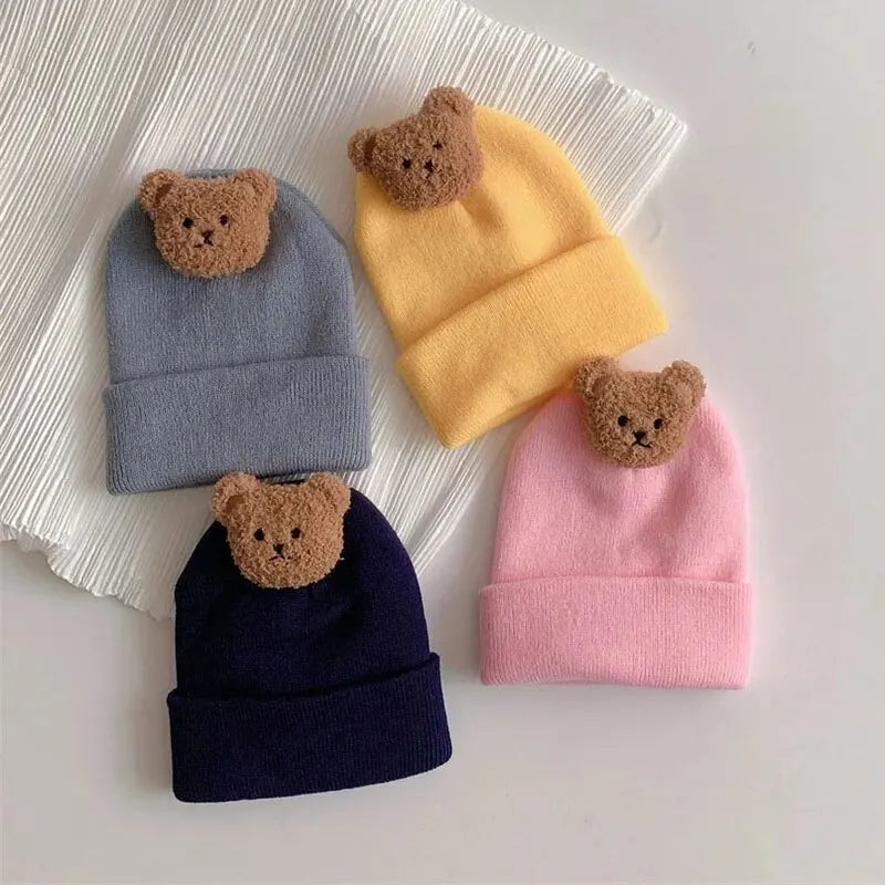 Cappellino per Bambini con Orsetto Cartone Animato – Cappello Invernale Morbido e Confortevole per Neonati e Bambini 1-3 anni