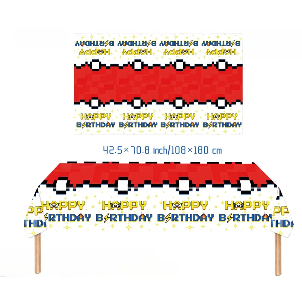 Pokemon Birthday Party Decor Disposable Tableware Cup Plate Napkin Tablecloth Pikachu Kids Baby Shower Party Supplies
