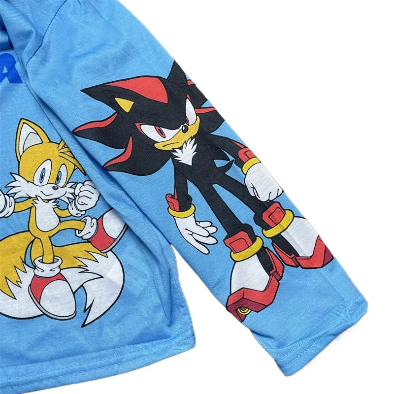 Sonic The Hedgehog Spring Children's Clothing Sets Boy Sleepwear Long sleeved pants Clothes Kids Pajamas Set Baby boys Pyjamas