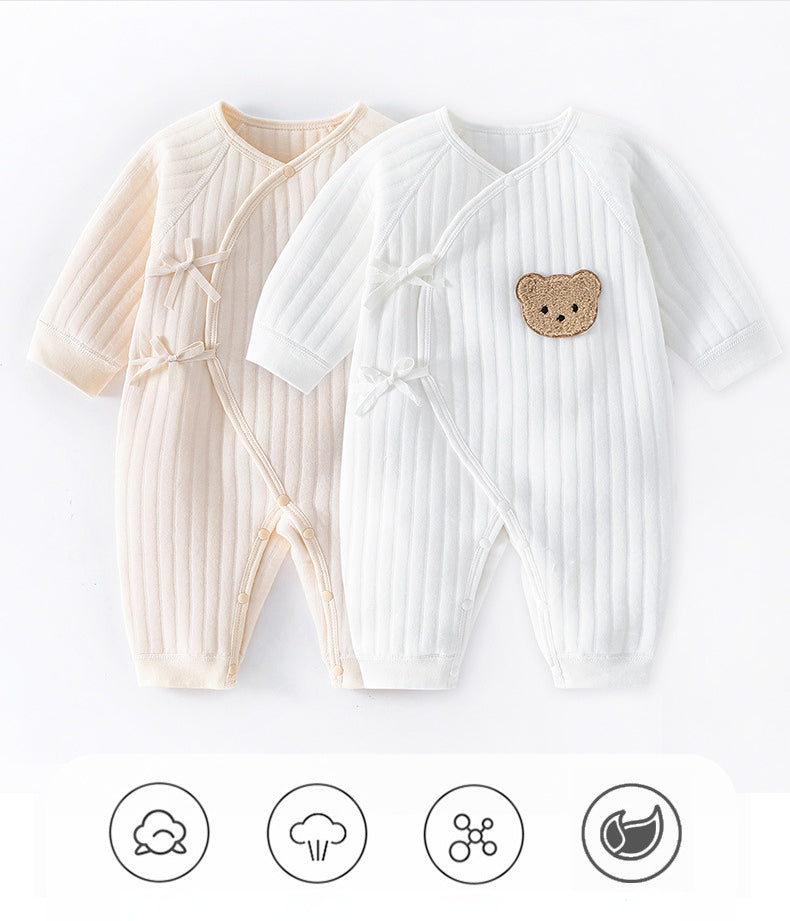 Body Neonato Bambino/a con Motivo Animale – Tuta in Cotone Invernale per Neonati 0-6M, Abbigliamento Caldo per Casa e All'aperto