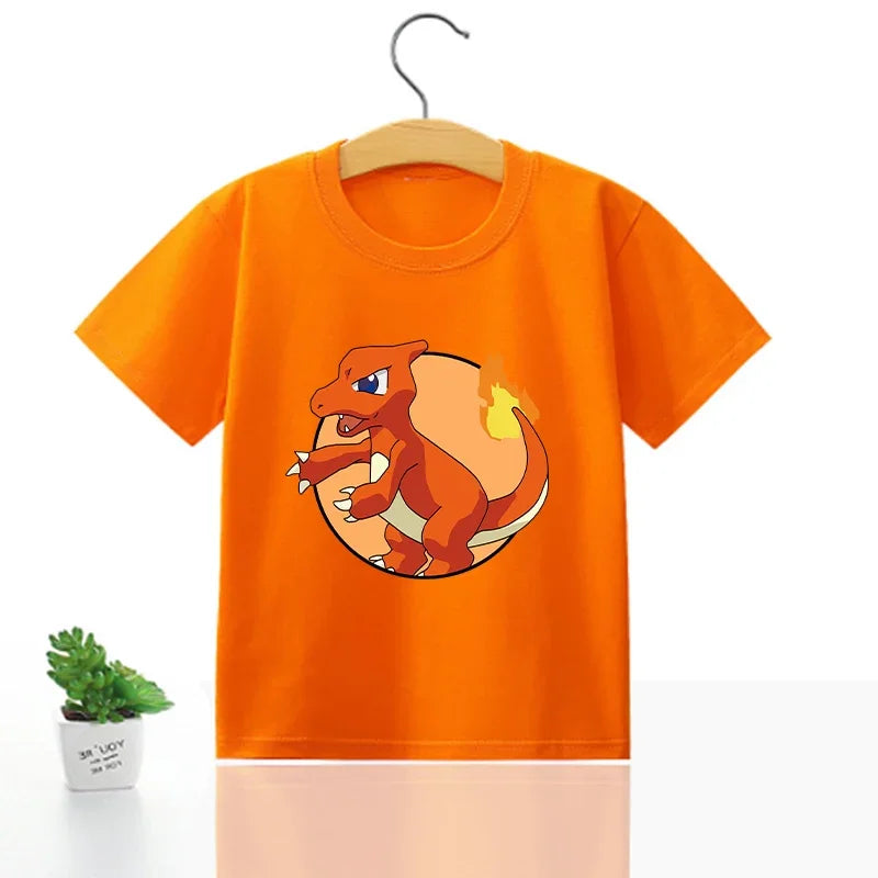 Pokemon Pikachu T Shirt Girl Boy Children Summer Clothes Baby Cotton Tee Shirts Kawaii Short Sleeve Kid Short Tops Anime Tees