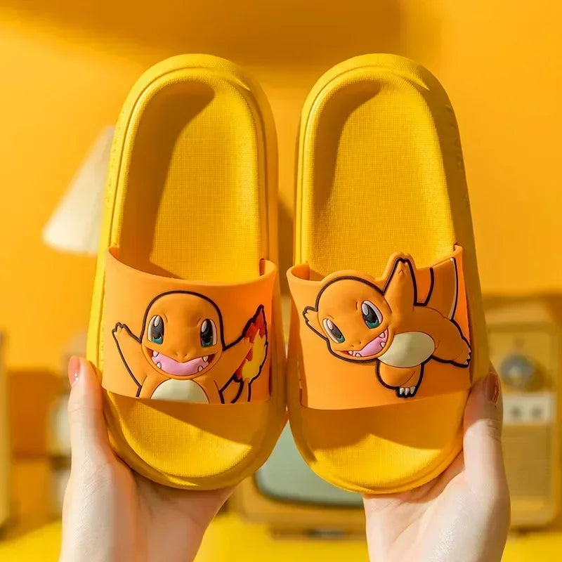 Pikachu Shoes Cartoon Slippers Kawaii Pokemon Sandals Boy Girls Neutral Bathroom Non-slip Flat Bedroom Aldult Shoes Gifts