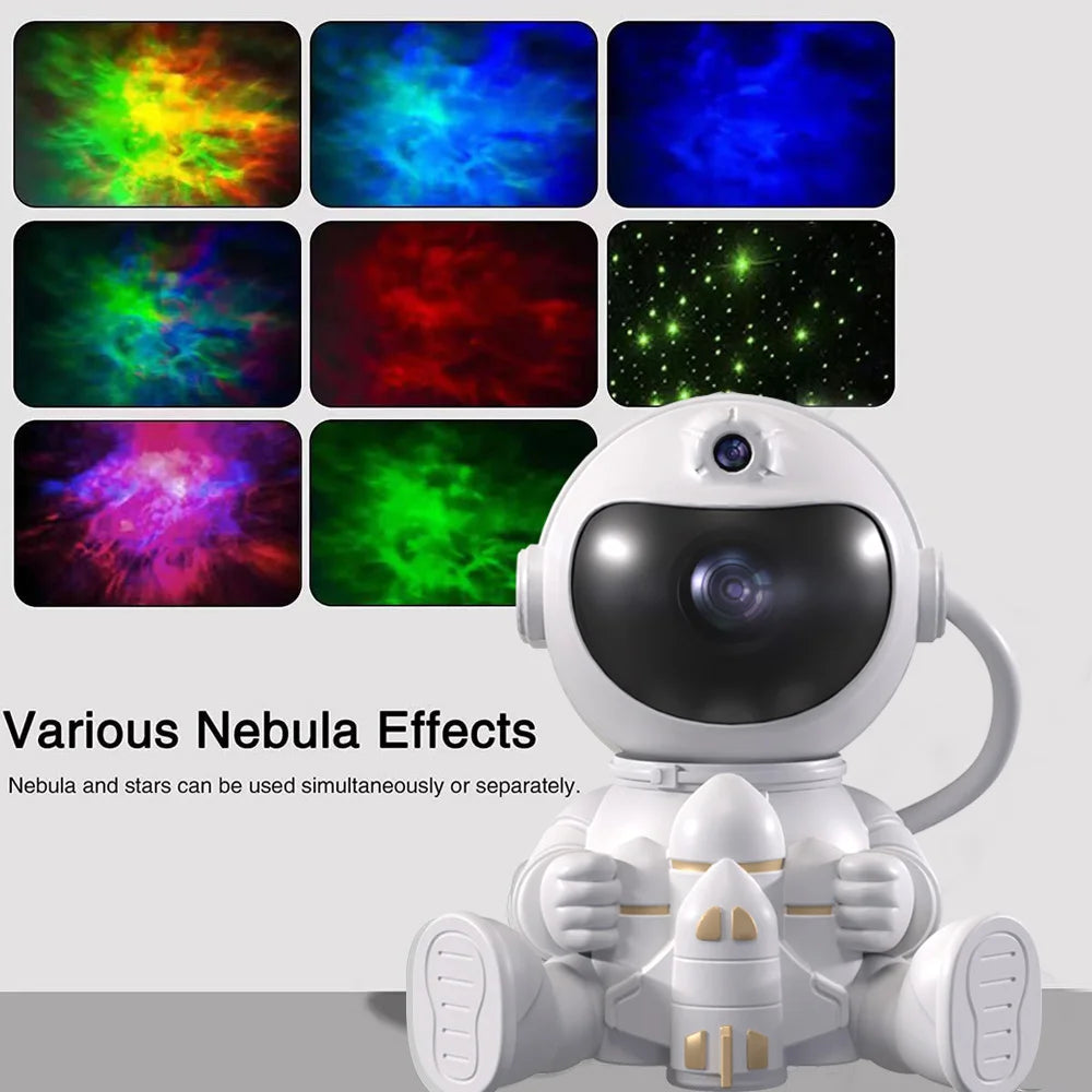 Proiettore LED Astronauta con Stelle e Galassie – Lampada Notturna con Proiezione del Cielo Stellato per Decorazione della Camera dei Bambini