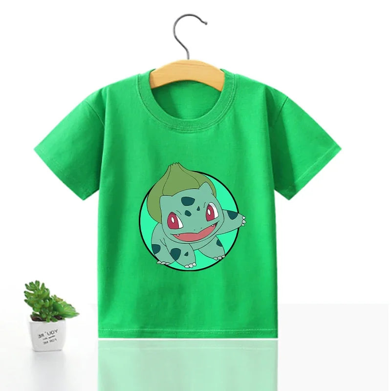 Pokemon Pikachu T Shirt Girl Boy Children Summer Clothes Baby Cotton Tee Shirts Kawaii Short Sleeve Kid Short Tops Anime Tees