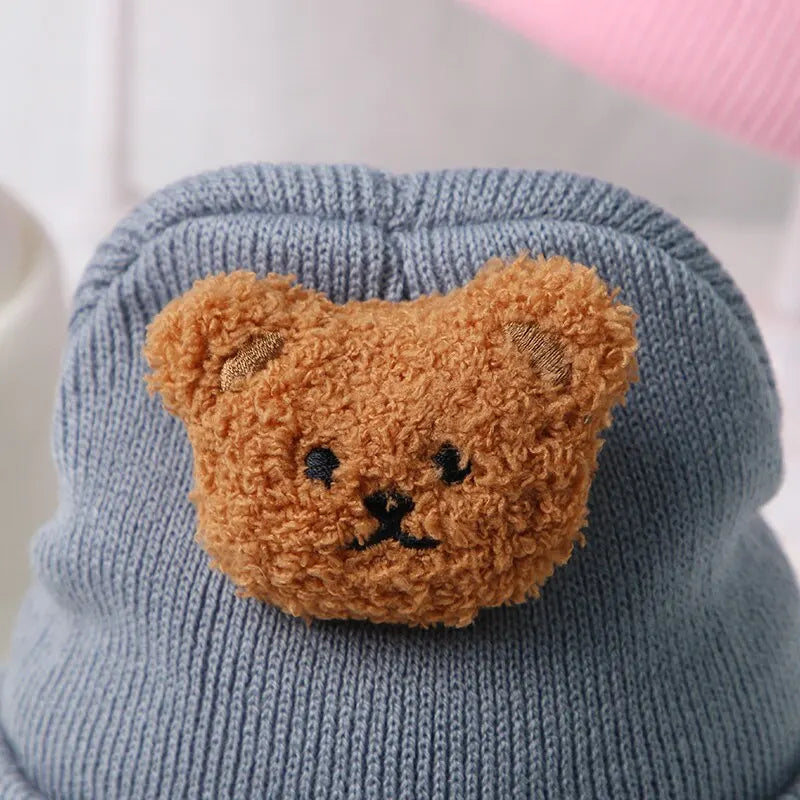 Cappellino per Bambini con Orsetto Cartone Animato – Cappello Invernale Morbido e Confortevole per Neonati e Bambini 1-3 anni