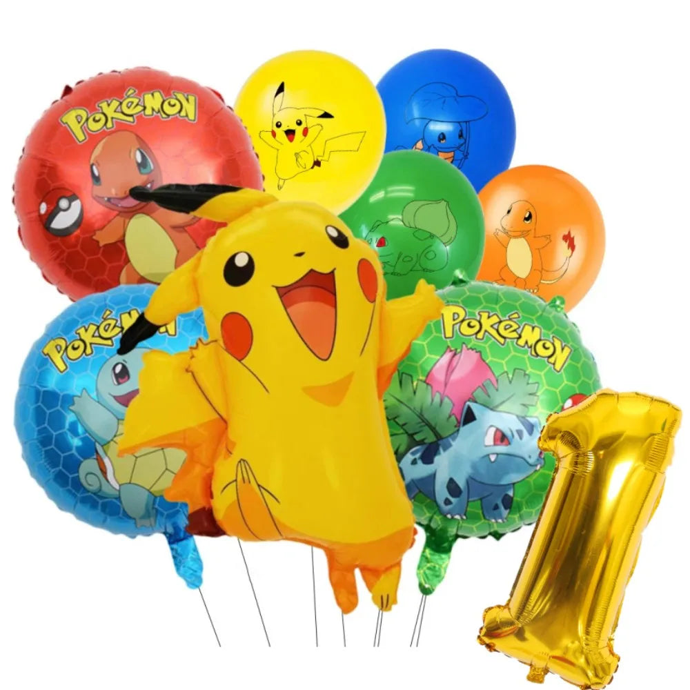 1Set Pokemon Balloon 32 Inch Number Foil Balloons 1st-9st Kids Pikachu Theme Birthday Party Decorations Baby Shower Globos Toy