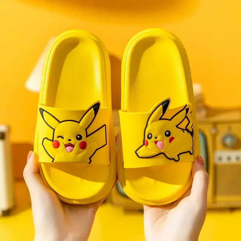 Pikachu Shoes Cartoon Slippers Kawaii Pokemon Sandals Boy Girls Neutral Bathroom Non-slip Flat Bedroom Aldult Shoes Gifts