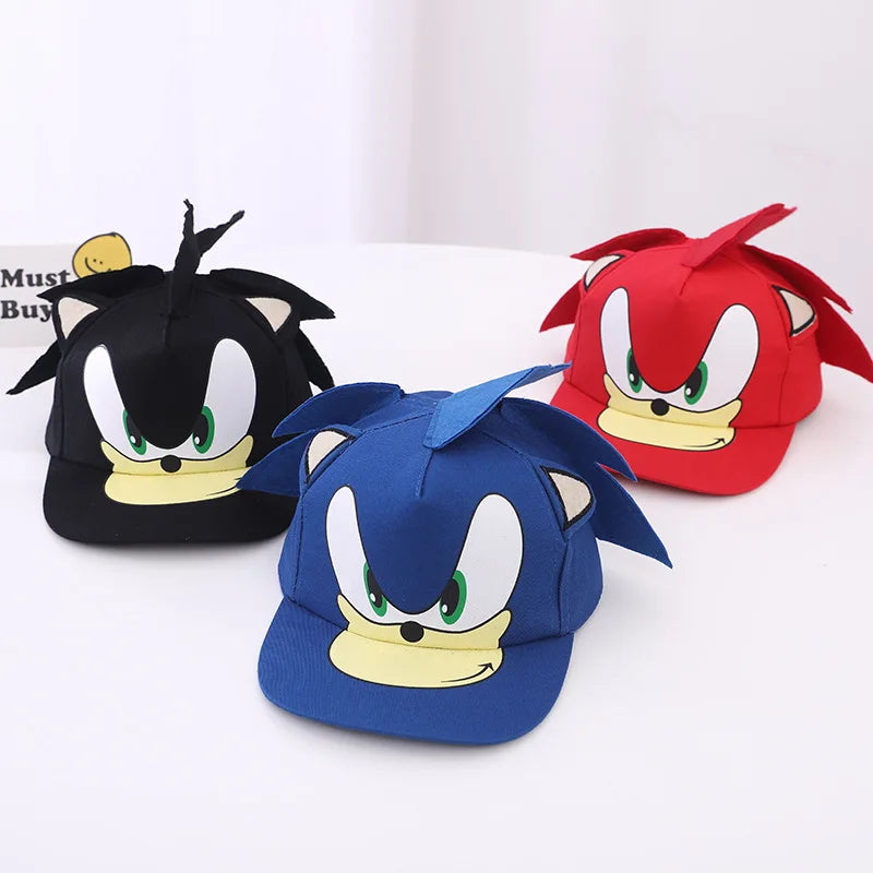 Children's Hat Sonic Baseball Cap Spring and Autumn New Cartoon Flat Brim Hat for Boys and Girls Super Sonic Mouse Hip-Hop Hat