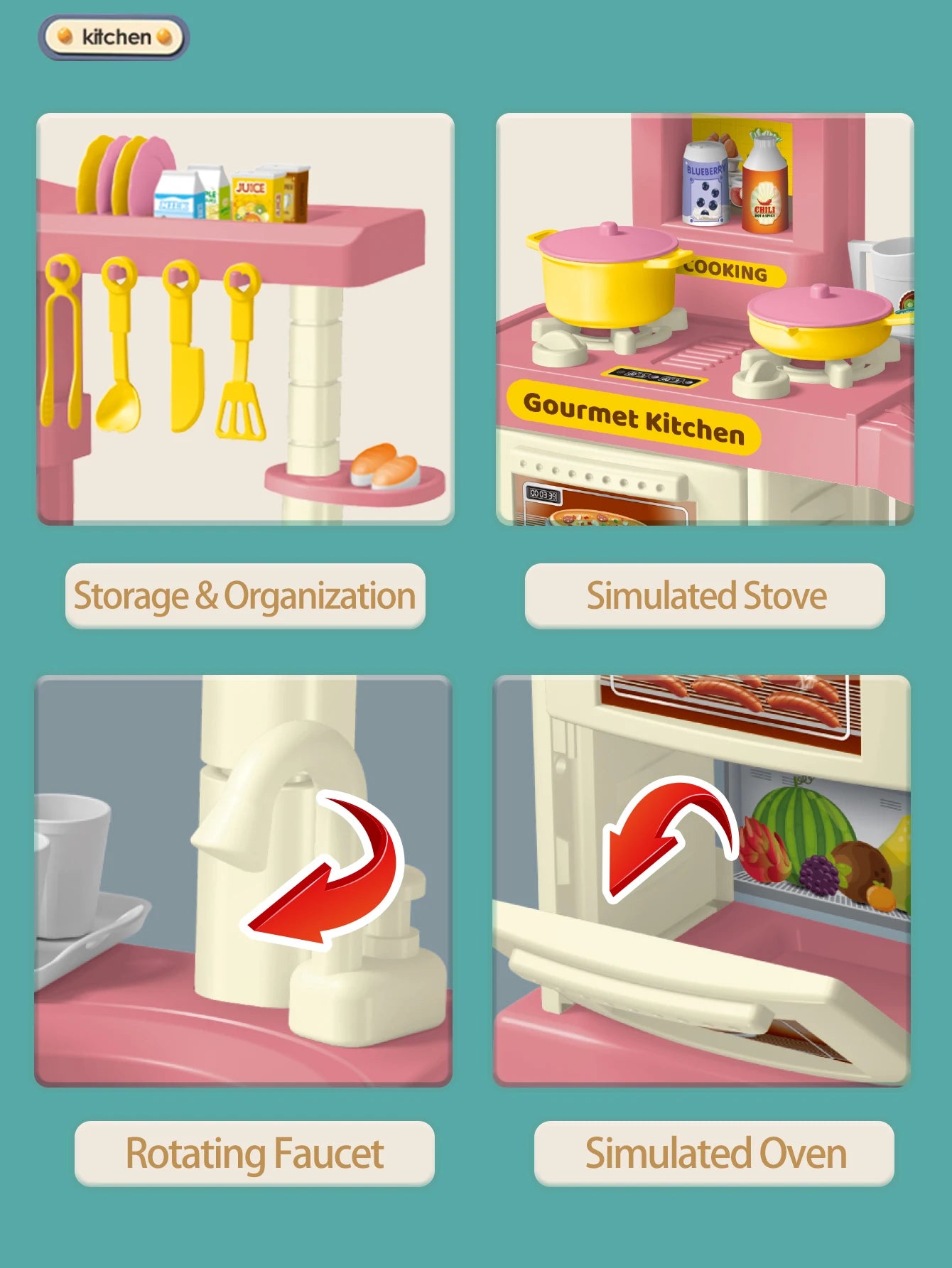 Set di Accessori da Cucina per Bambini β Gioco da Cucina con Cibo, Padelle, Latti e Forchette! π³π₯