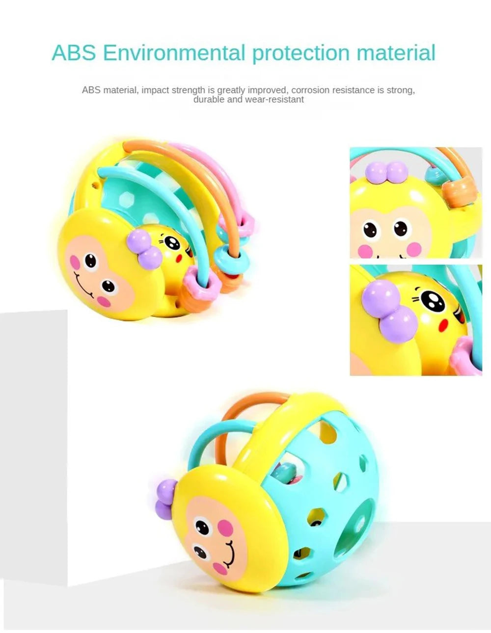 Giocattolo per Bambini - Pallina Rattle Bendi per Neonati, Sviluppo Intellettivo, Rattlo con Campanella, 0-12 Mesi