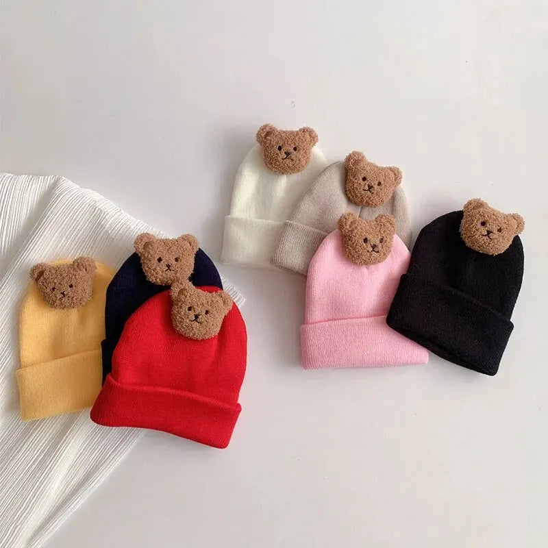 Cappellino per Bambini con Orsetto Cartone Animato – Cappello Invernale Morbido e Confortevole per Neonati e Bambini 1-3 anni