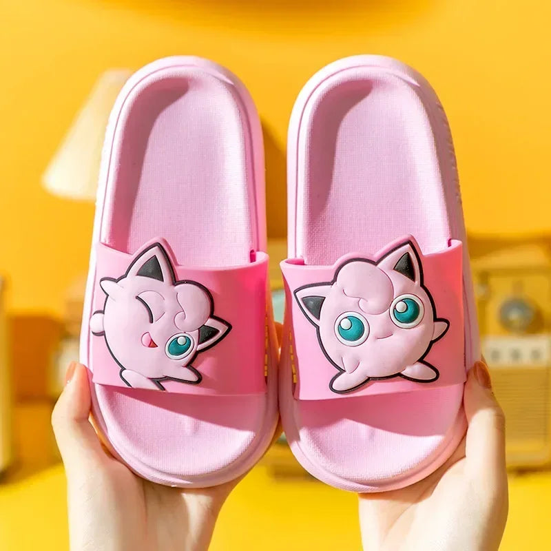 Pikachu Shoes Cartoon Slippers Kawaii Pokemon Sandals Boy Girls Neutral Bathroom Non-slip Flat Bedroom Aldult Shoes Gifts
