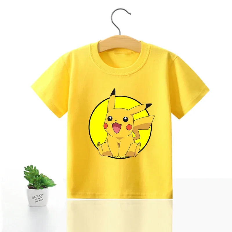 Pokemon Pikachu T Shirt Girl Boy Children Summer Clothes Baby Cotton Tee Shirts Kawaii Short Sleeve Kid Short Tops Anime Tees