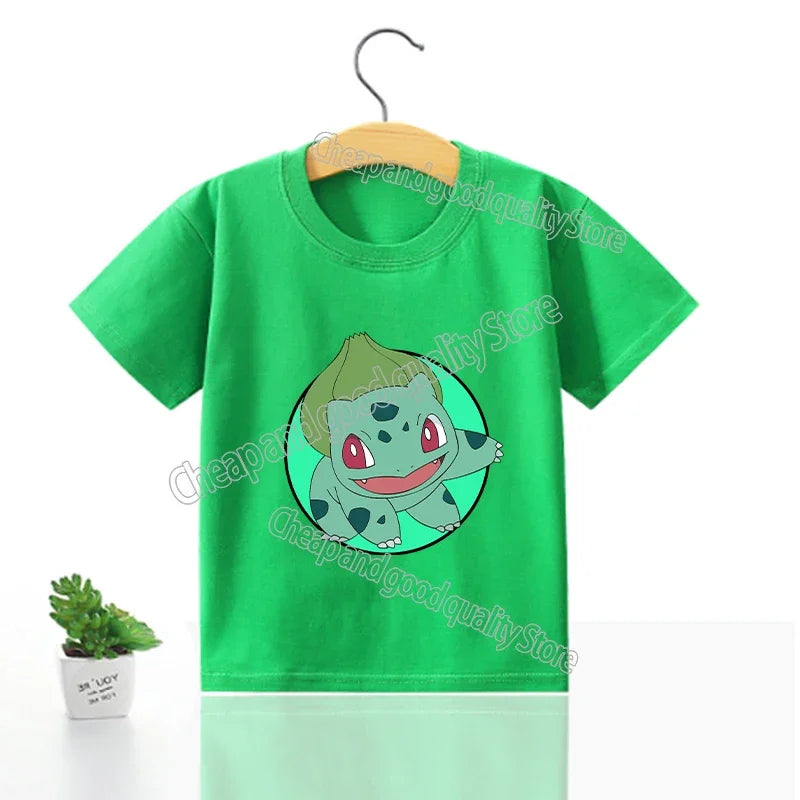 Pokemon Pikachu T Shirt Girl Boy Children Summer Clothes Baby Cotton Tee Shirts Kawaii Short Sleeve Kid Short Tops Anime Tees