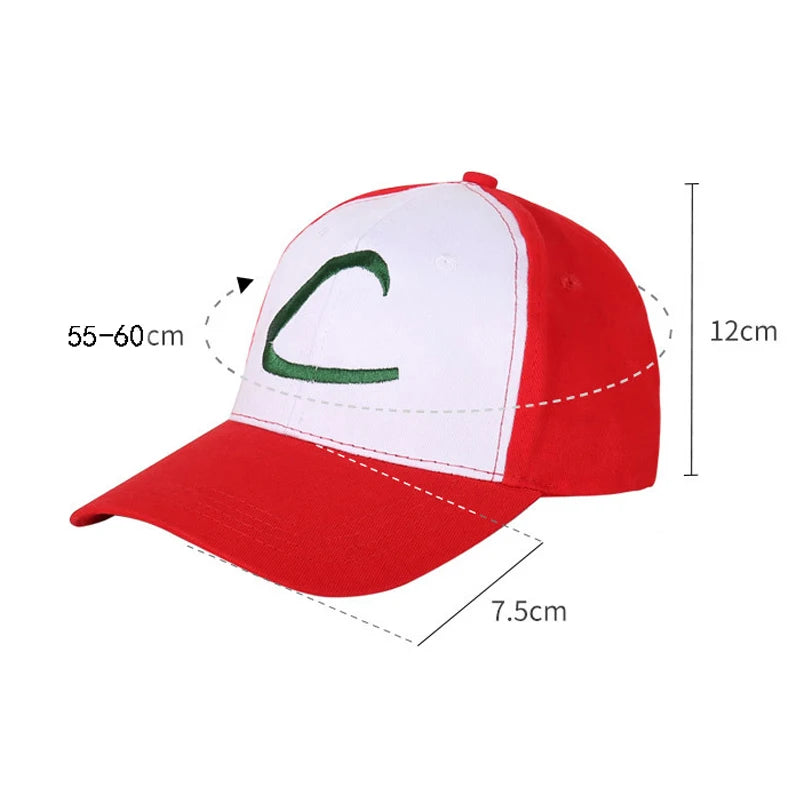 Pokemon Hats Anime Cartoon Cosplay Ash Ketchum Series Cartoon Hat Adjustable Child Baseball Cap Mesh Hats Halloween Gift