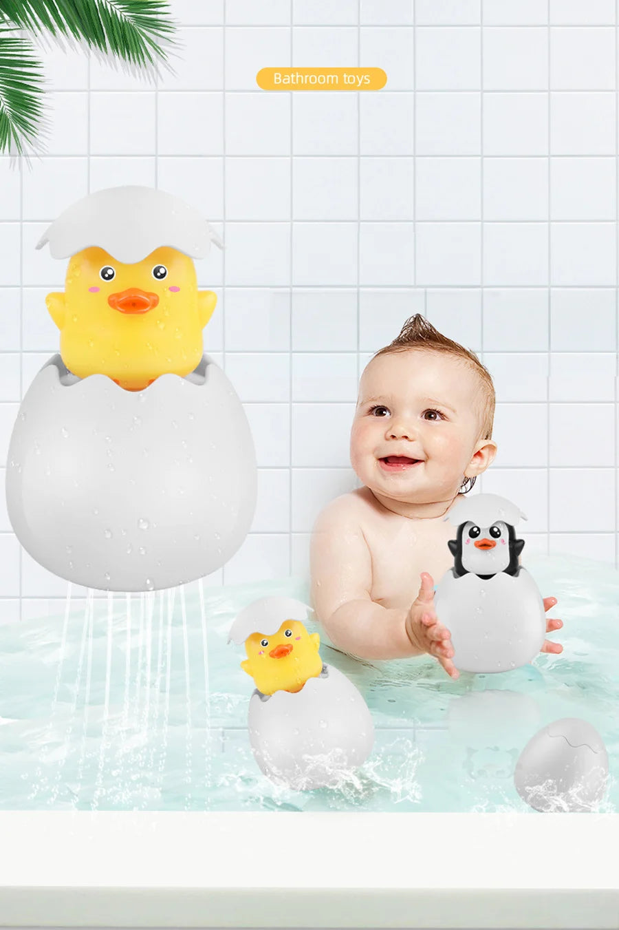 Giocattolo da Bagno per Bambini - Anatroccolo e Pinguino Spruzzatori d'Acqua