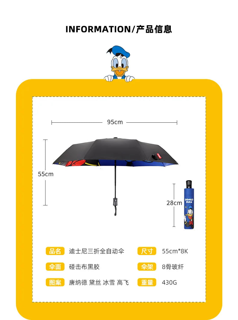 ☔ Disney Marvel & Principesse – Ombrello Automatico 3 Pieghe! 🌞