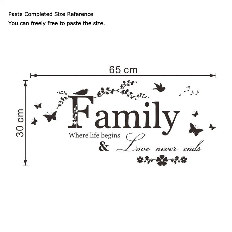 🖼️ Family Love Never Ends – Adesivo Murale Decorativo 💖🏡