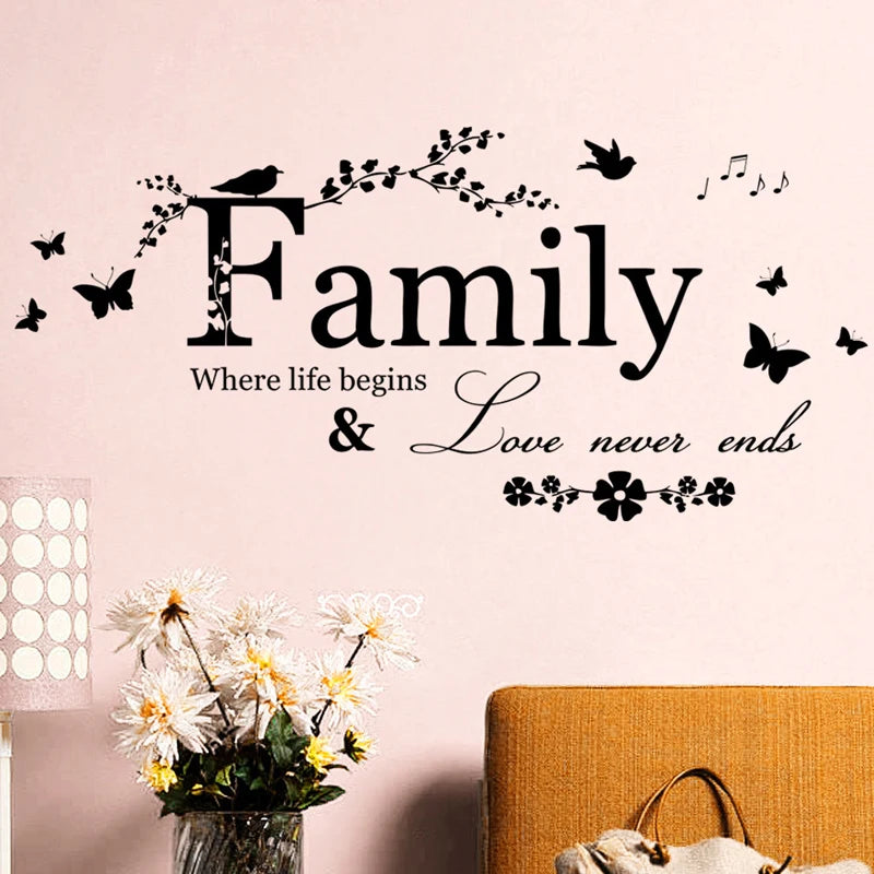 🖼️ Family Love Never Ends – Adesivo Murale Decorativo 💖🏡