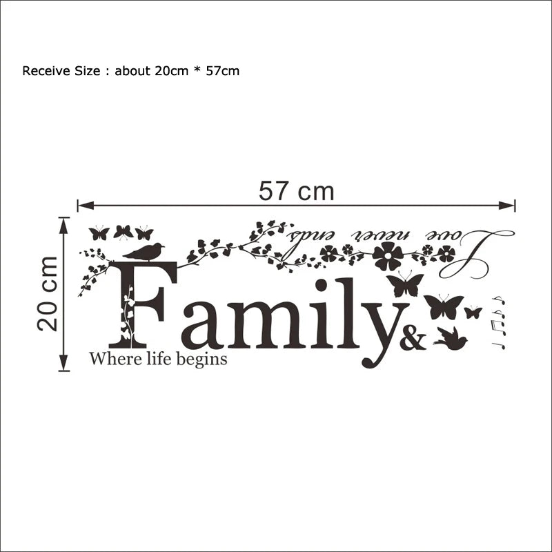 🖼️ Family Love Never Ends – Adesivo Murale Decorativo 💖🏡