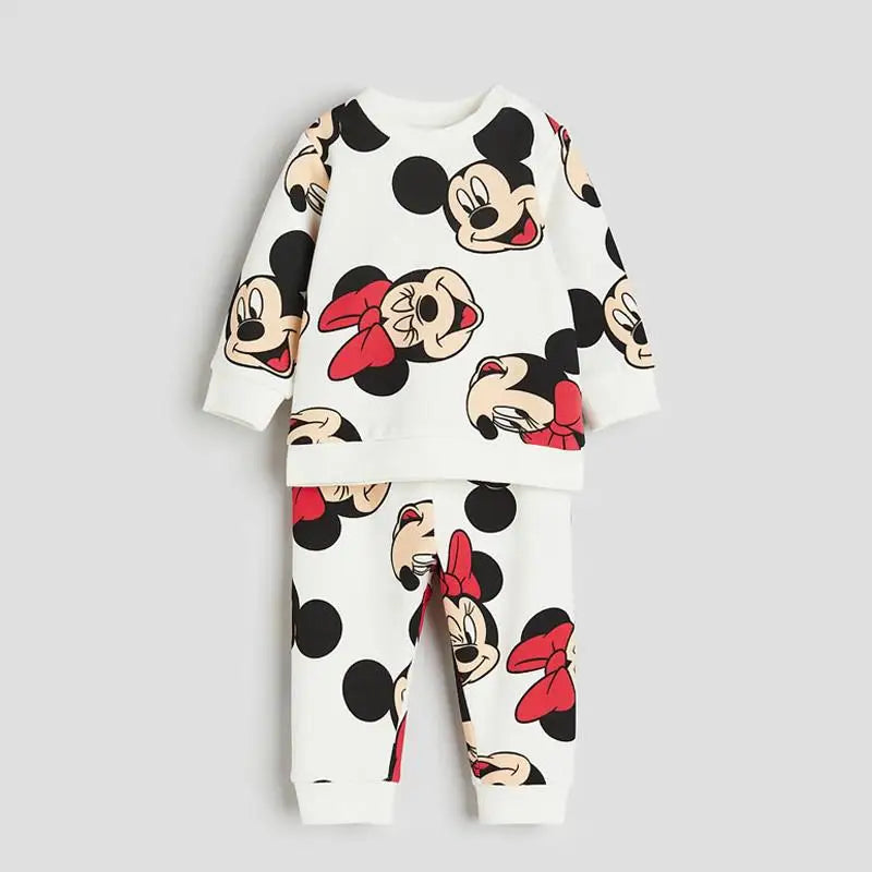 👶🎀 Completo Bimba Minnie Mouse – Felpa + Pantaloni – Outfit Primaverile/Autunnale Disney 🎀👶