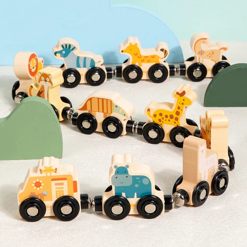 🚂 Treno Magnetico Montessori in Legno – Gioco Educativo per Piccoli Esploratori! 🎨🔢