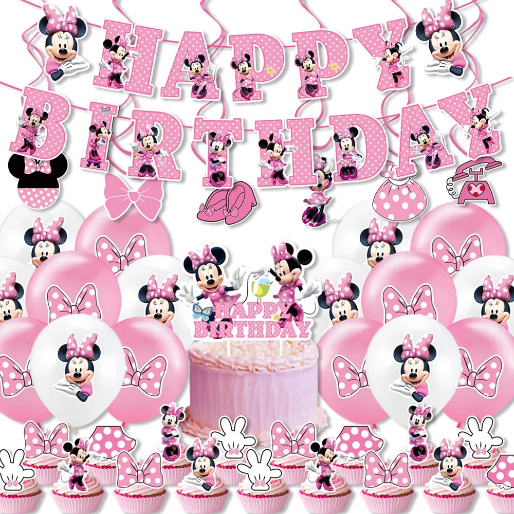 🎀 Decorazioni per Festa di Compleanno Minnie Mouse – Kit Tavola Usa e Getta per Bambine 🎀