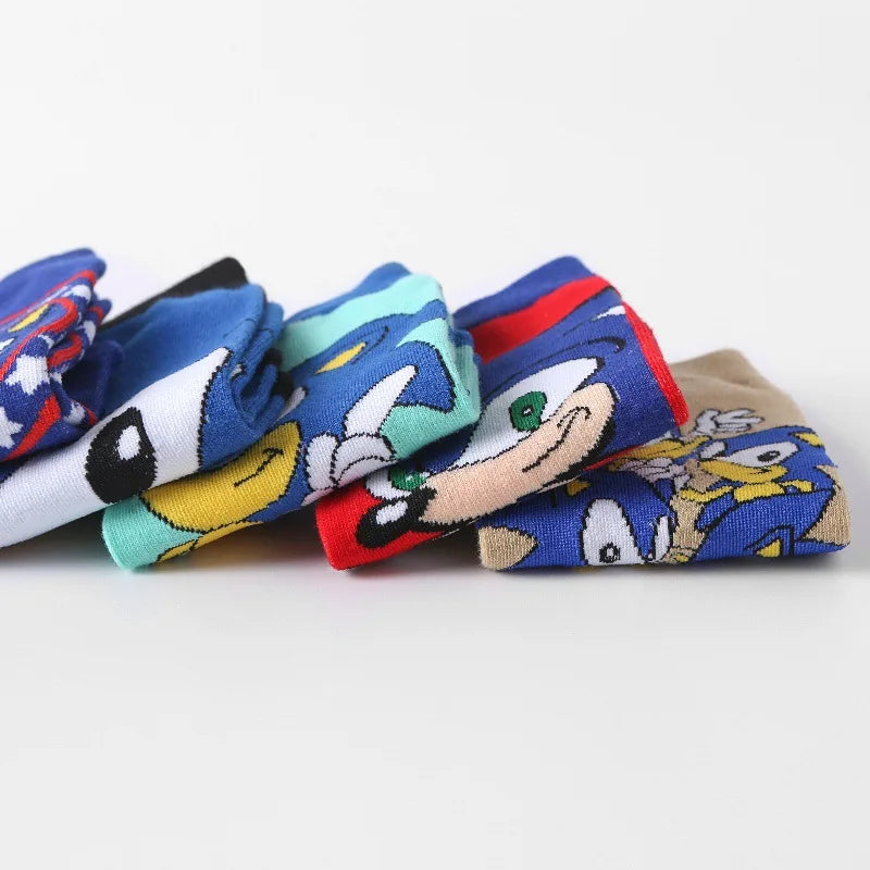 New 5pcs Sonics Socks Baby Boys Cartoon Cotton Hosiery Anime Mesh Boat Socks Spring Summer Thin Socks Children Birthday Gifts