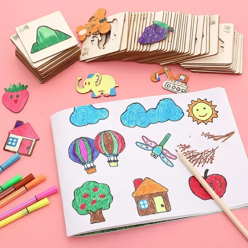 Set di 20 Pezzi - Giocattoli da Disegno in Legno per Bambini 🎨✨
