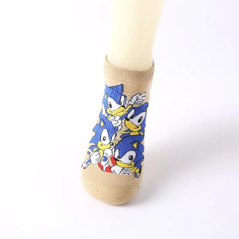 New 5pcs Sonics Socks Baby Boys Cartoon Cotton Hosiery Anime Mesh Boat Socks Spring Summer Thin Socks Children Birthday Gifts