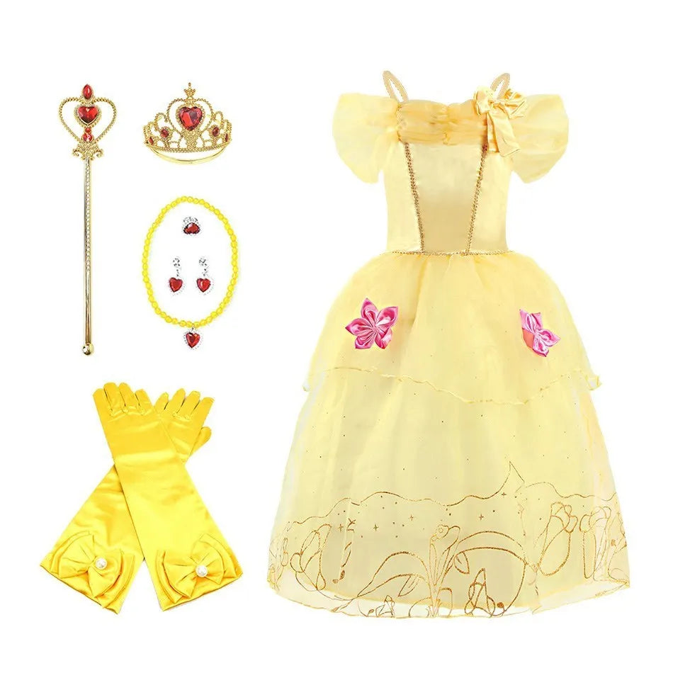 Abito da principessa ispirato ai personaggi di Rapunzel, Cenerentola e Belle