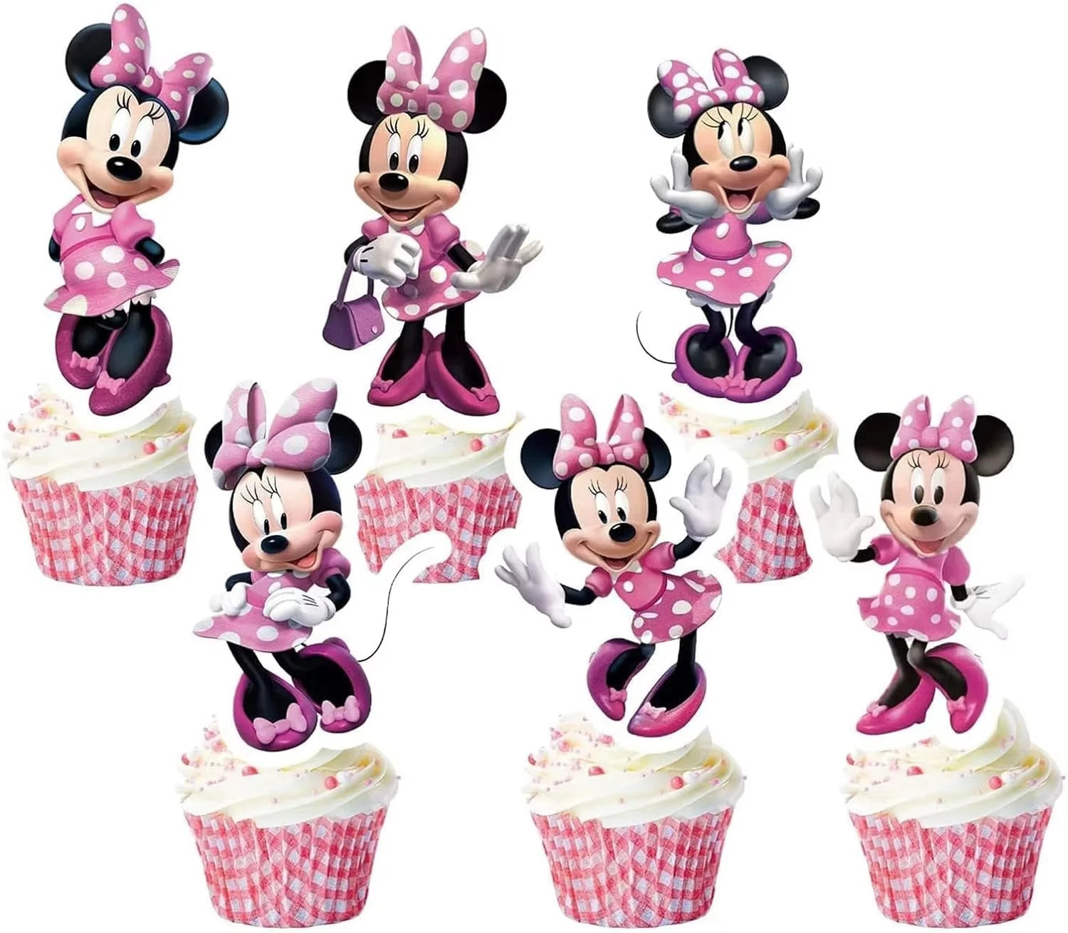 🎀 24pz Topper per Cupcake Minnie Mouse &amp; Paperino – Decorazioni per Feste di Compleanno e Baby Shower 🎀
