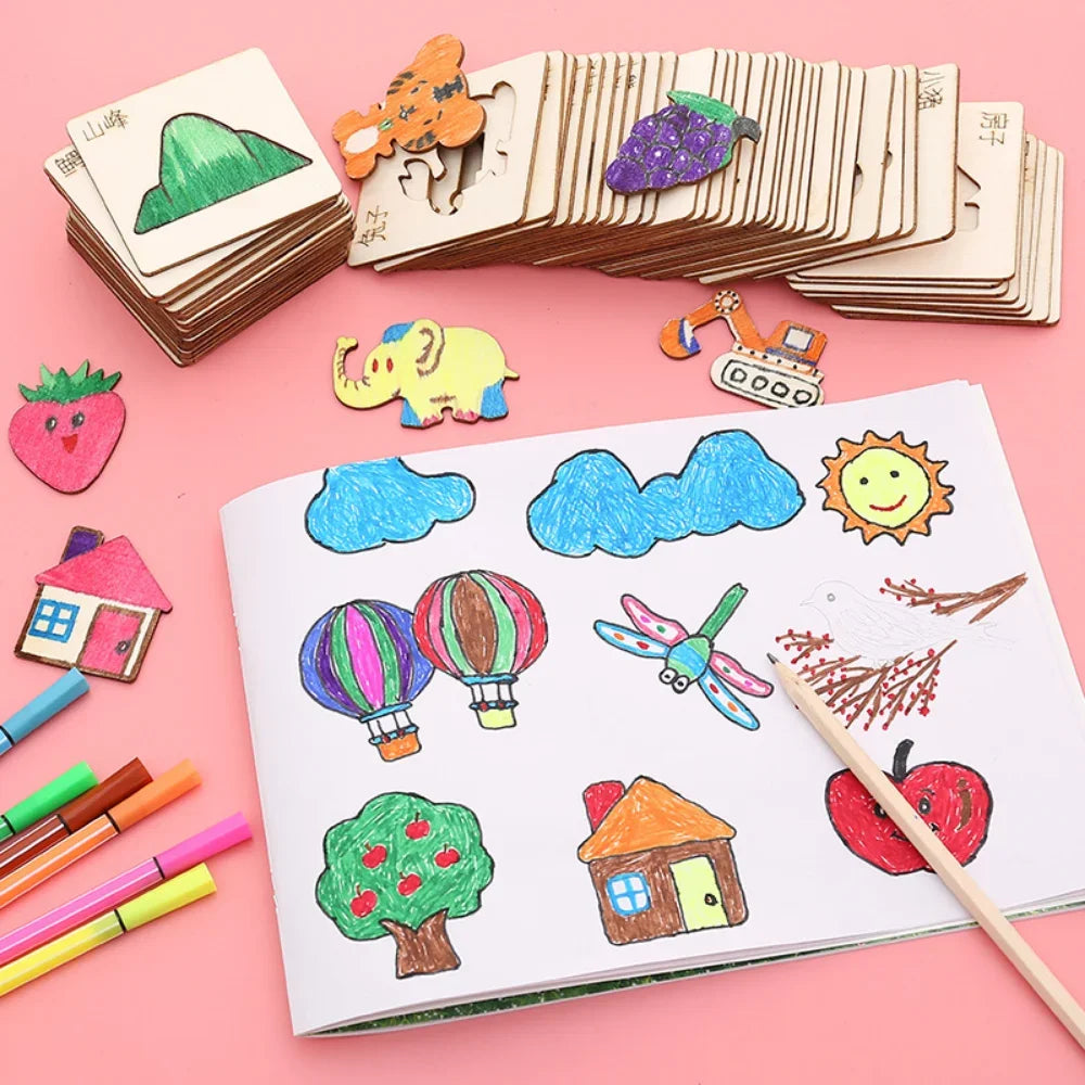 Set di 20 Pezzi - Giocattoli da Disegno in Legno per Bambini 🎨✨