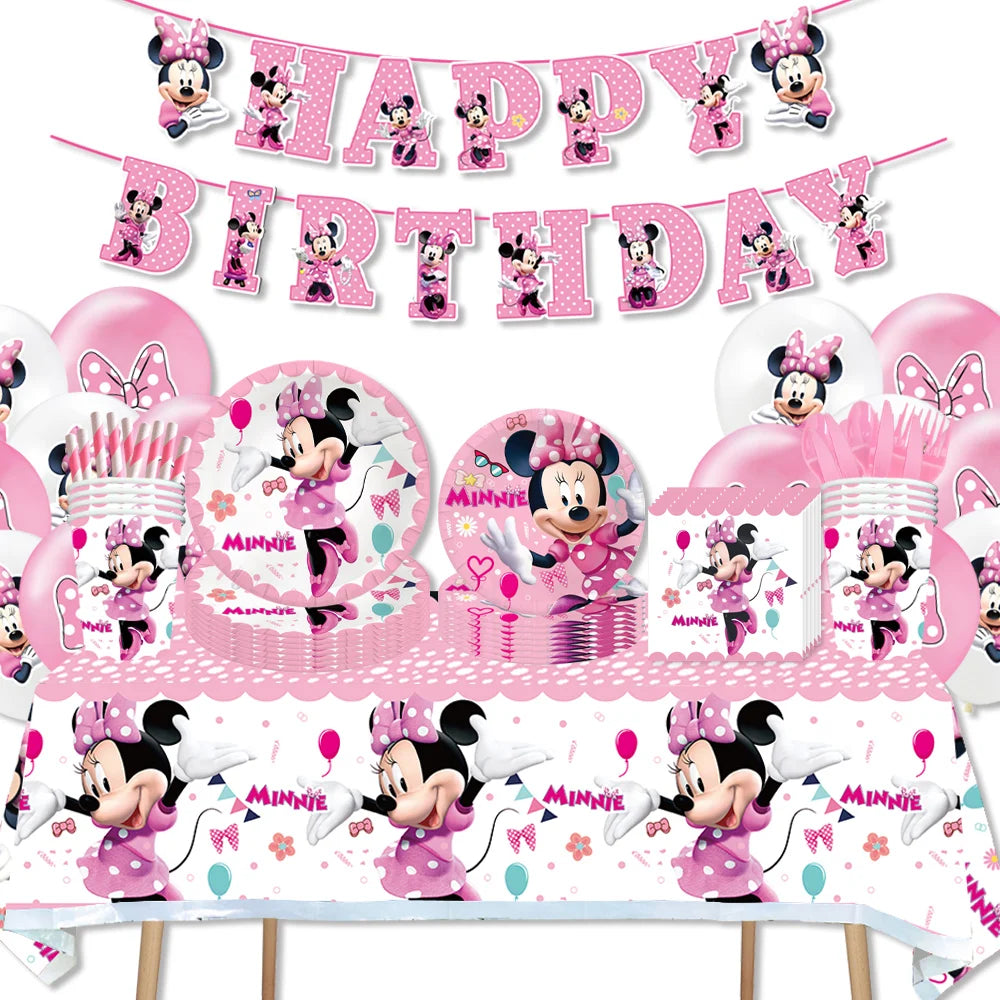 🎀 Decorazioni per Festa di Compleanno Minnie Mouse – Kit Tavola Usa e Getta per Bambine 🎀