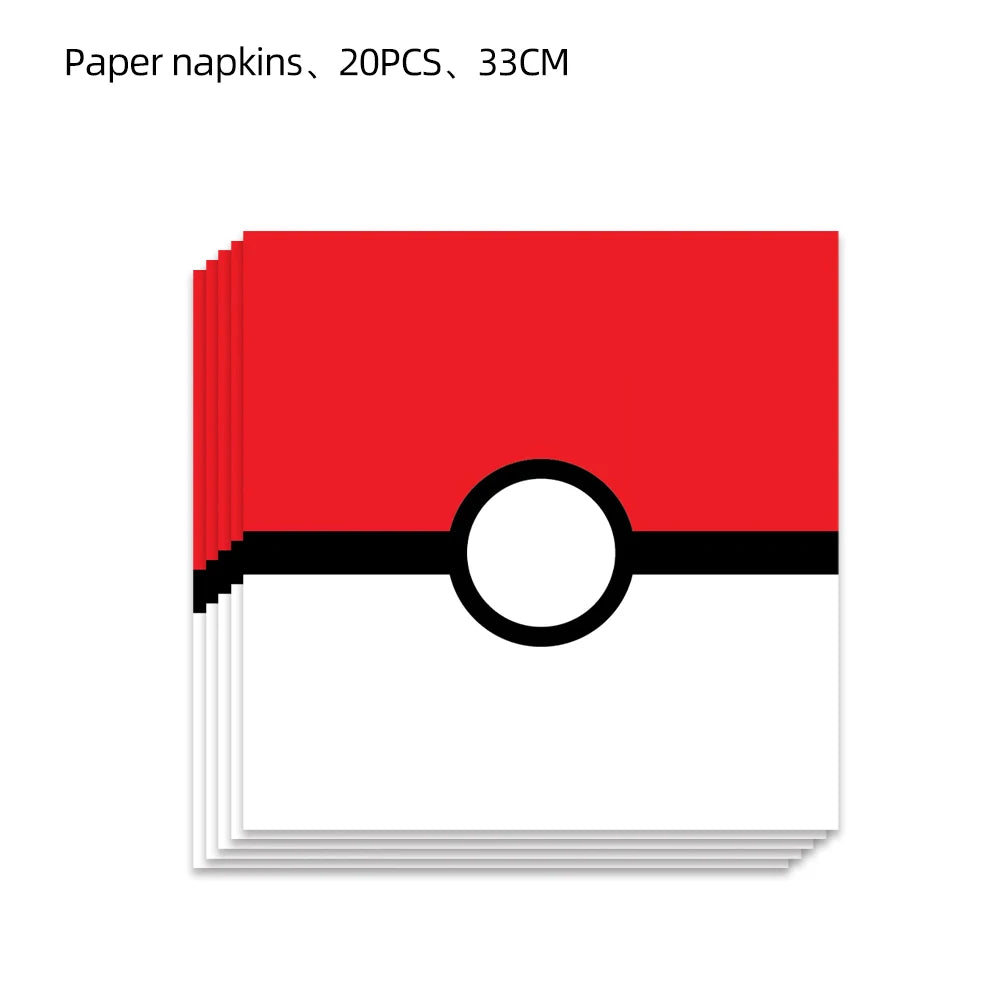 Pokemon Birthday Party Decor Disposable Tableware Cup Plate Napkin Tablecloth Pikachu Kids Baby Shower Party Supplies