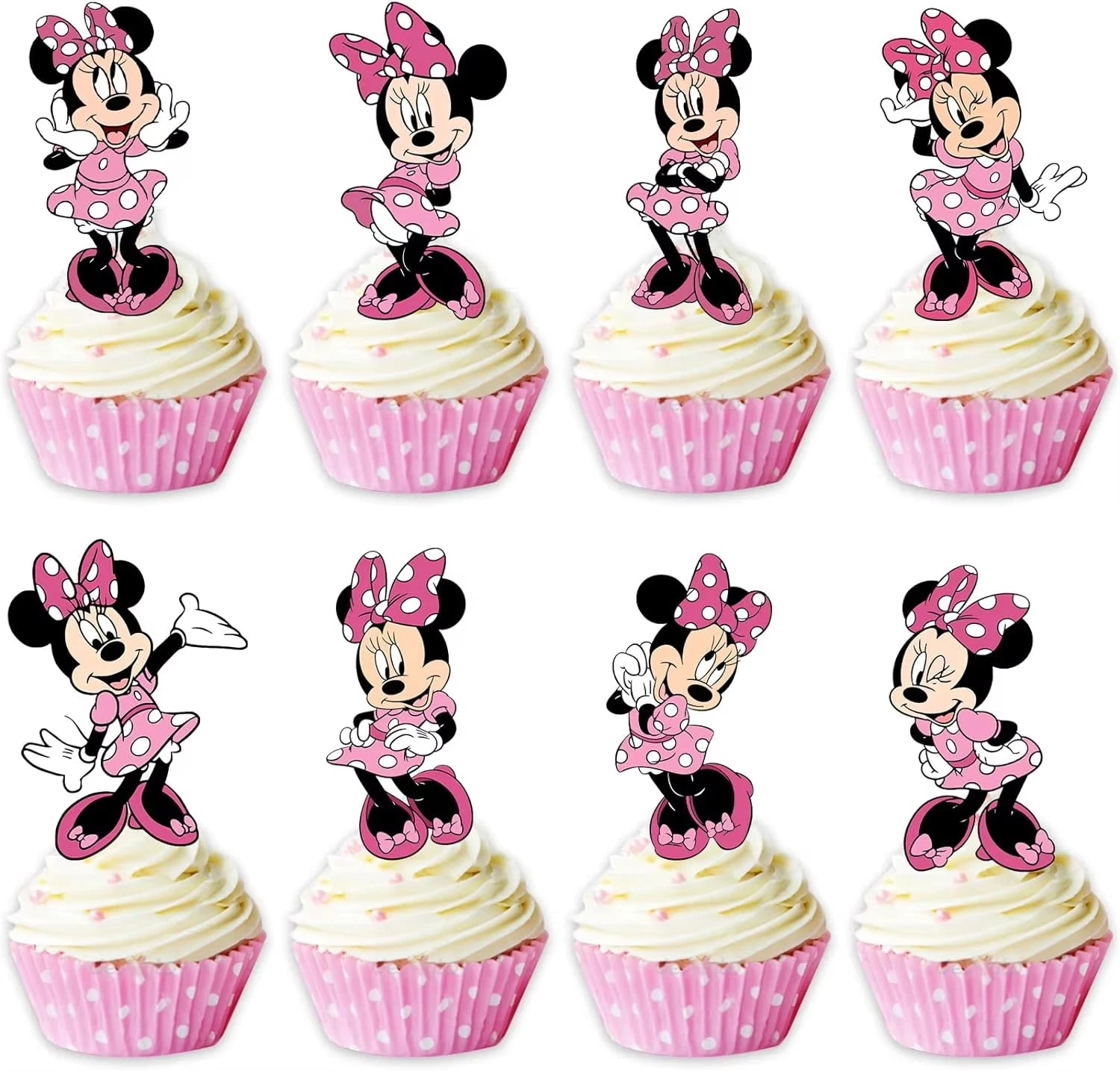 🎀 24pz Topper per Cupcake Minnie Mouse &amp; Paperino – Decorazioni per Feste di Compleanno e Baby Shower 🎀