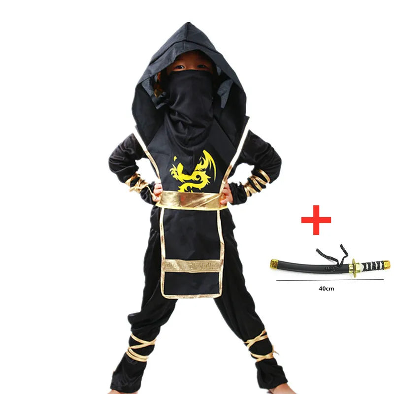 Costume da Ninja Deluxe per Bambini con Accessori Arma - Outfit Kung Fu per Bambini, Idee per Halloween e Regali con Giocattolo