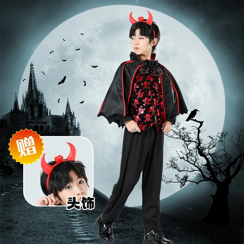 Costume da Cosplay di Vampira per Bambina 2024 - Abito da Halloween per Bambine, Sposa Fantasma Gotica, Outfit da Carnevale in Nero e Rosso