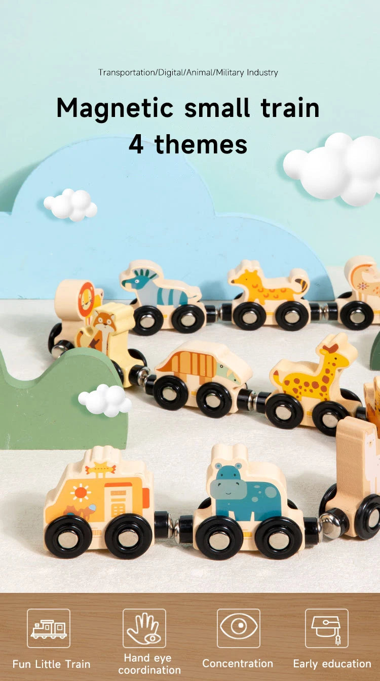 🚂 Treno Magnetico Montessori in Legno – Gioco Educativo per Piccoli Esploratori! 🎨🔢