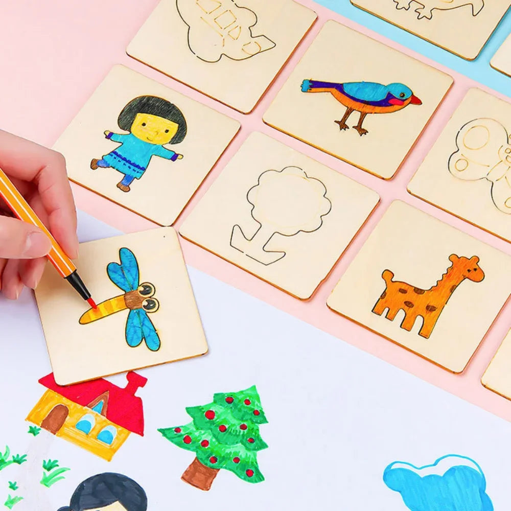 Set di 20 Pezzi - Giocattoli da Disegno in Legno per Bambini 🎨✨