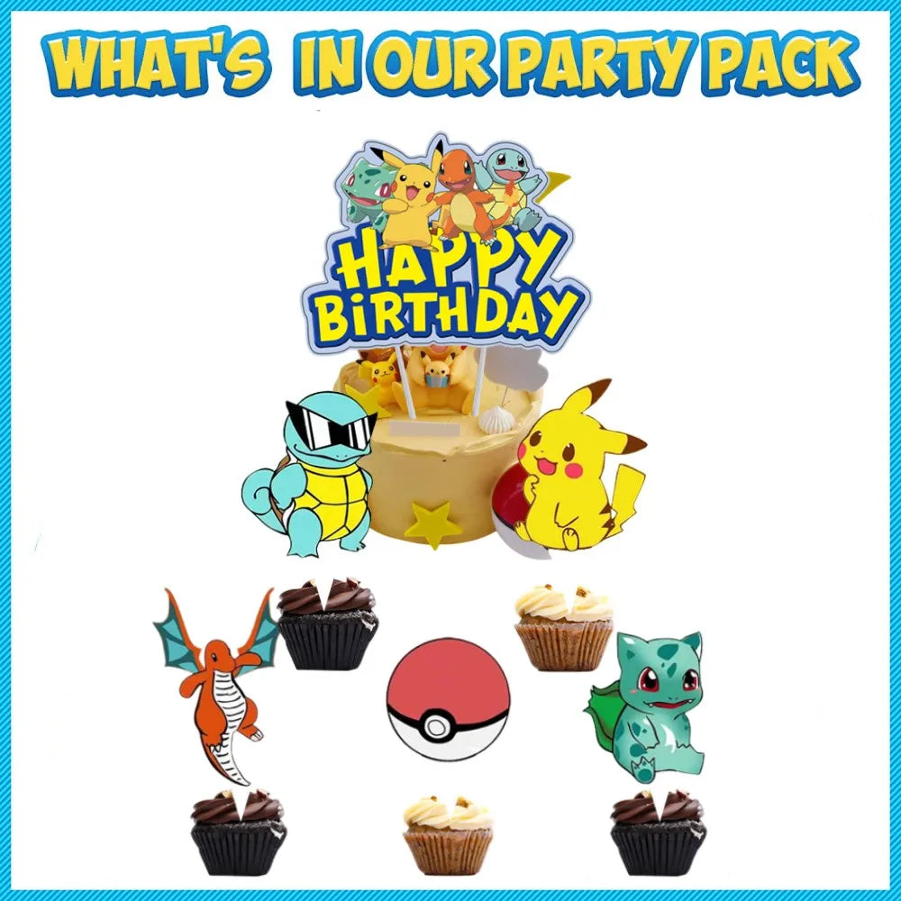 1Set Pokemon Balloon 32 Inch Number Foil Balloons 1st-9st Kids Pikachu Theme Birthday Party Decorations Baby Shower Globos Toy
