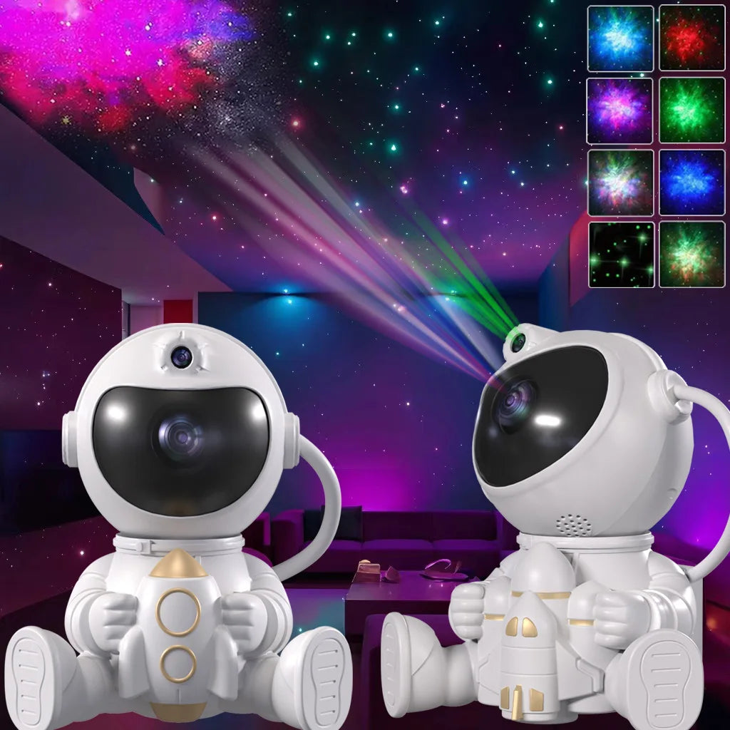 Proiettore LED Astronauta con Stelle e Galassie – Lampada Notturna con Proiezione del Cielo Stellato per Decorazione della Camera dei Bambini