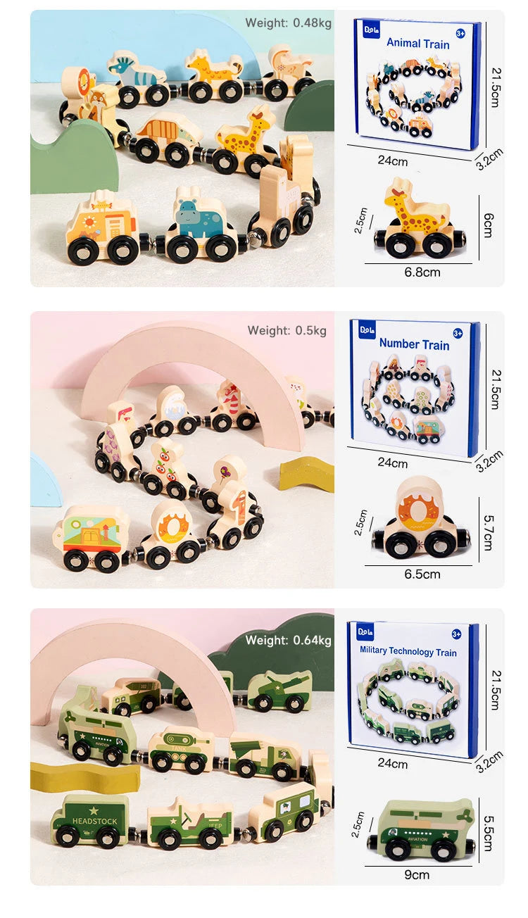 🚂 Treno Magnetico Montessori in Legno – Gioco Educativo per Piccoli Esploratori! 🎨🔢