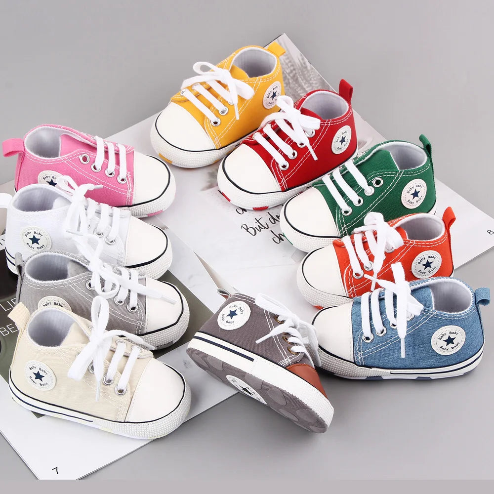 Scarpe per Bambini Neonato – Sneakers in Tela Classiche per i Primi Passi, Scarpe da Passeggio Antiscivolo per Neonati e Bambini