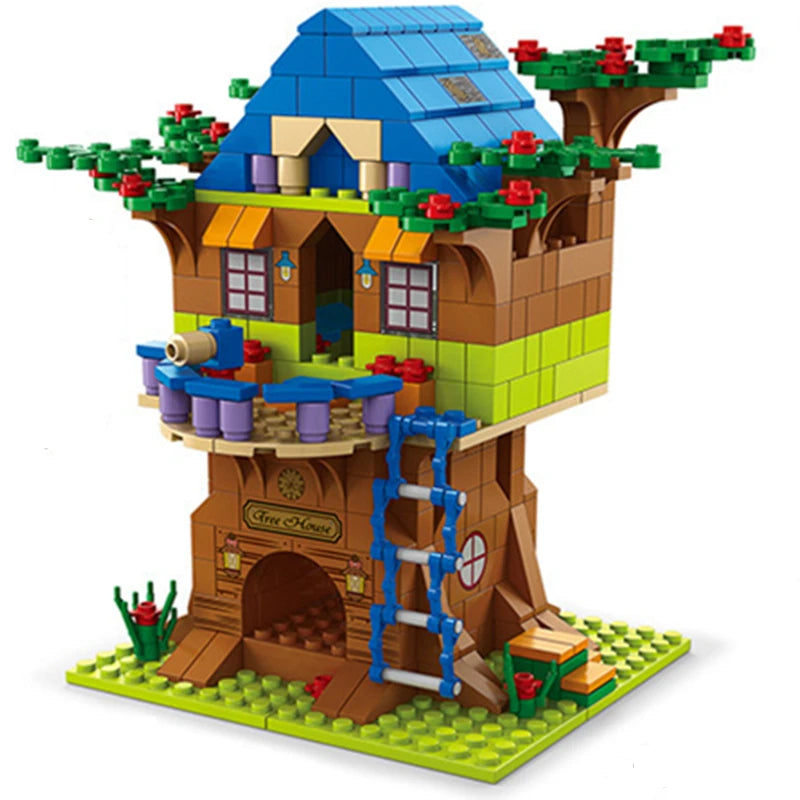 Set di Costruzioni 6 in 1 – Casa sull'Albero con Scivolo e Castello per Bambini